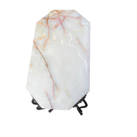 White Marble French Side Table with Cast Iron Frame