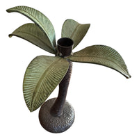 Vintage Tommy Bahama Solid Metal Set of 2 Palm Tree Candle Holders