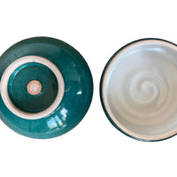 Studio Pottery Ceramic Storage Jar Box Canister with Lid in Blue and Green