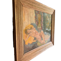 Nude framed painting in soft warm vibrant colors and gold wood frame