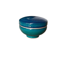 Studio Pottery Ceramic Storage Jar Box Canister with Lid in Blue and Green