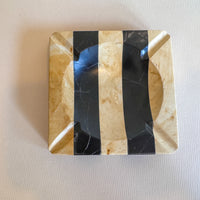 Stone Black and White Stripe Ashtray