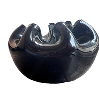 Hand Blown Wavy Glass Bowl Black Italian