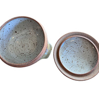 Small Lodewick Vintage Studio Pottery Ikebana Ceramic Pot with Lid baking Dish