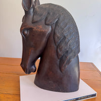 Large Carved Wood Horse Sculpture