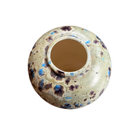 Midcentury Drip Glaze Pottery Vase white ceramic