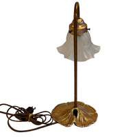 Lilly Pad Brass Table Lamp with Glass Shade
