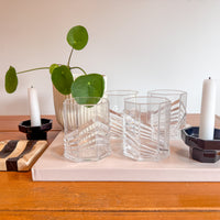 Plastic Dansk SKAL Diamond Tumblers Water Glasses Set of 4 Vintage Clear