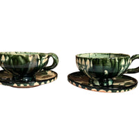 Vintage Terracotta Ceramic Cup and Saucer Set