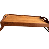 Vintage Folding Teak Wood Standing Tray Mid-Century Modern Thailand