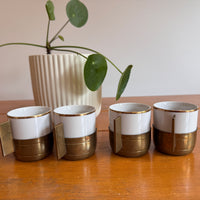 Monopoli Brass and Porcelain Espresso Cups Set of 4 1987 Italy