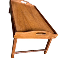 Vintage Folding Teak Wood Standing Tray Mid-Century Modern Thailand