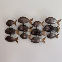 Midcentury School of Fish Metal Wall Art Brutalist Sculpture