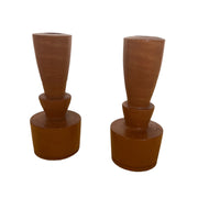 Vintage Lathed Wood Myrtle Wood Candlesticks Set of 2