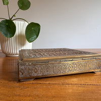 Brass Box vintage etched with Human Figures