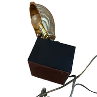 Brass Shell Shade Table Lamp with Black Metal Cube Base Ethan Allen