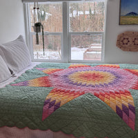 Hand Stitched Patchwork Quilt Colorful Antique Vintage