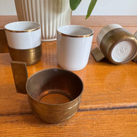 Monopoli Brass and Porcelain Espresso Cups Set of 4 1987 Italy