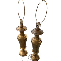 Antique Etched Brass Table Lamps Set of 2