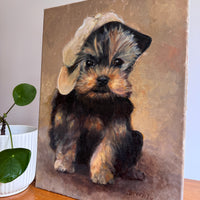 Scottie Puppy Painting Original Vintage On canvas