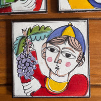 Giovanni DeSimone Ceramic Tiles Hand Painted Vintage 1960's Wall Art