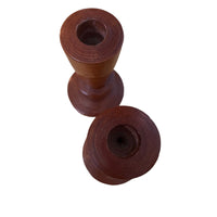 Vintage Lathed Wood Myrtle Wood Candlesticks Set of 2