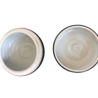 Studio Pottery Ceramic Storage Jar Box Canister with Lid in Blue and Green