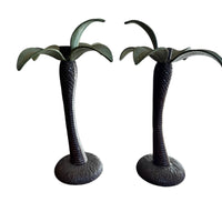 Vintage Tommy Bahama Solid Metal Set of 2 Palm Tree Candle Holders