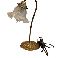 Lilly Pad Brass Table Lamp with Glass Shade