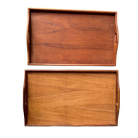 Vintage Folding Teak Wood Standing Tray Mid-Century Modern Thailand