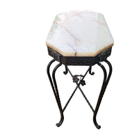White Marble French Side Table with Cast Iron Frame