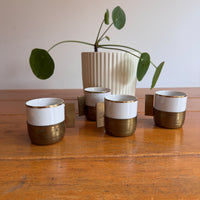 Monopoli Brass and Porcelain Espresso Cups Set of 4 1987 Italy