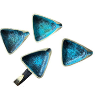 Midcentury Triangular Enameled Metal Ashtray Set of 4