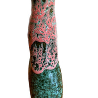 Moroccan Terracotta Clay Vase with Green and Pink Drip Glaze