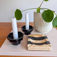 Stone Black and White Stripe Ashtray