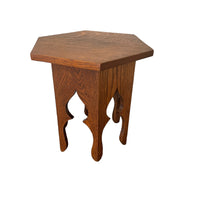 Hexagon Wood Table with Wood Cutouts around the Base