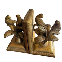 Set of 2 Gold Palm and Bird Resin Bookends White Lotus