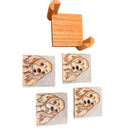 Pumpkin Inc Spaniel Dog Tile Coaster Set of 4 with Holder