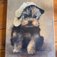 Scottie Puppy Painting Original Vintage On canvas