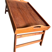Vintage Folding Teak Wood Standing Tray Mid-Century Modern Thailand