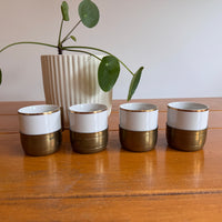 Monopoli Brass and Porcelain Espresso Cups Set of 4 1987 Italy