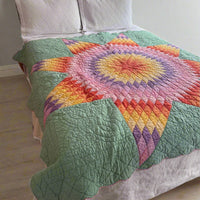 Hand Stitched Patchwork Quilt Colorful Antique Vintage