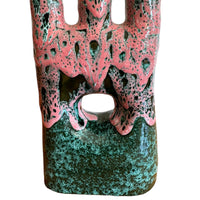 Moroccan Terracotta Clay Vase with Green and Pink Drip Glaze