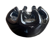 Hand Blown Wavy Glass Bowl Black Italian