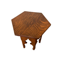 Hexagon Wood Table with Wood Cutouts around the Base
