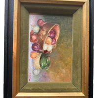 Framed Still Life Oil Painting Art Onions and Olive Oil