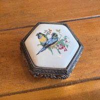 Trinket Box Mele Parrot Tile and Metal Vintage Jewelry Box