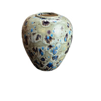 Midcentury Drip Glaze Pottery Vase white ceramic