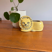 Terracotta Lion Planter Painted Vintage
