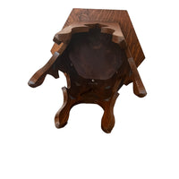 Hexagon Wood Table with Wood Cutouts around the Base